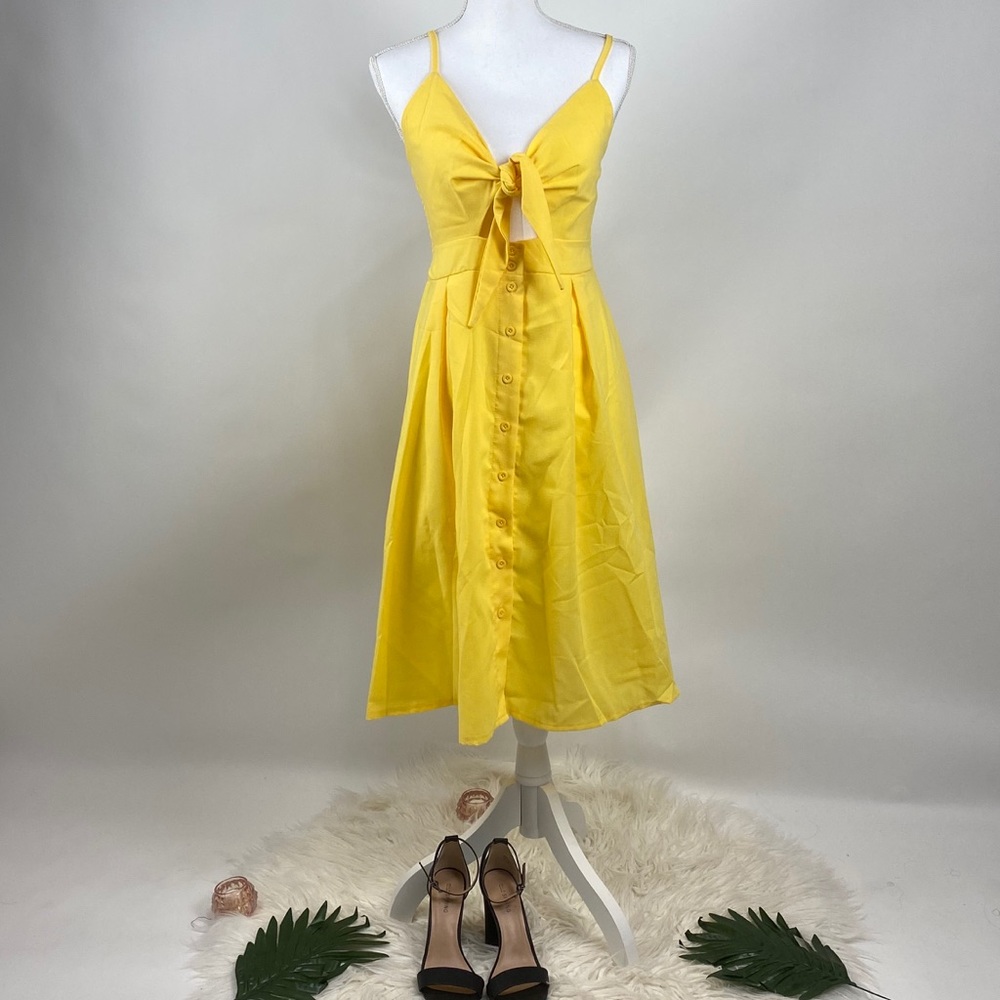🌿Ecofish Yellow Tie Dress